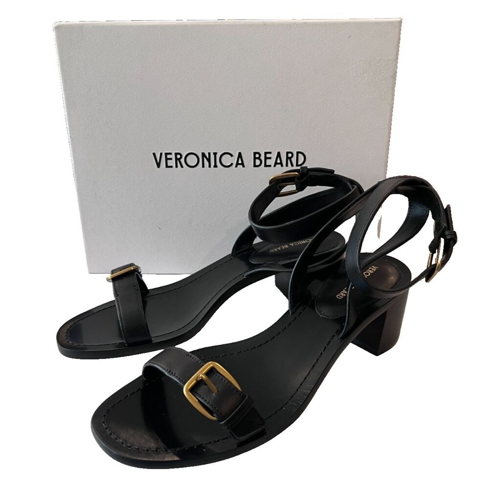 Veronica Beard NEW Size 9 Elia Womens Black Heel Sandals With Dust Bag Box EU40